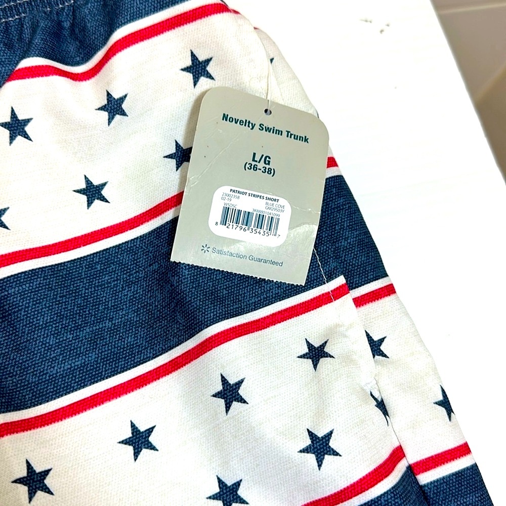 George Patriotic Red Blue White Swim Trunks LG 36-38 NWT - Picture 4 of 8